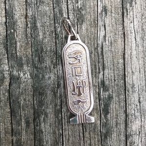 Sterling silver LUCK cartouche pendant